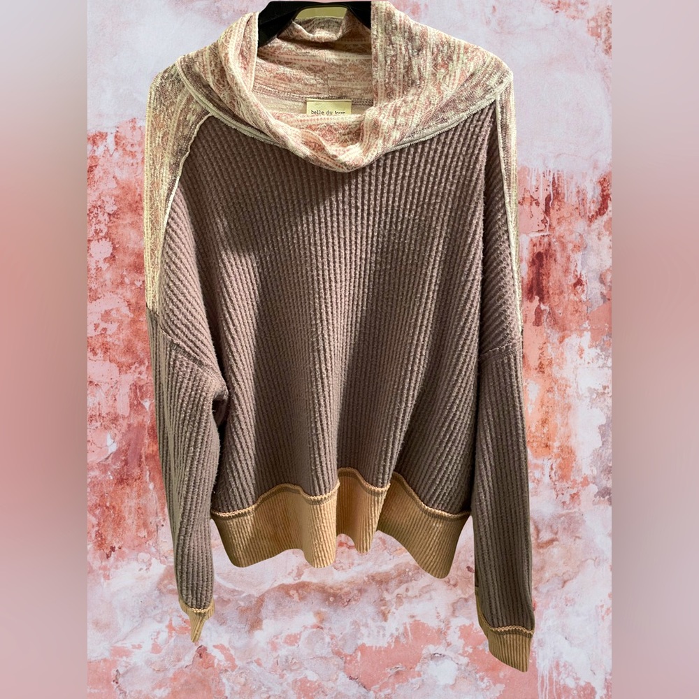 Belle du jour - Womens LS pink/purplish turtleneck top | XL